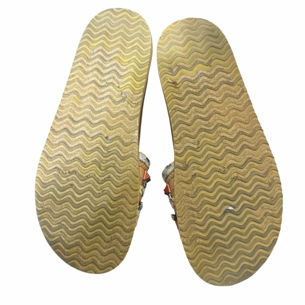 Steve Madden Multicolor Beaded Braided Tan Slide Sandals - Picture 3 of 5